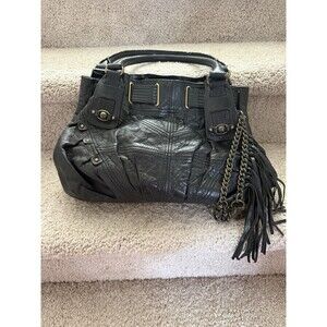 juicy couture tassel freestyle satchel bag black leather